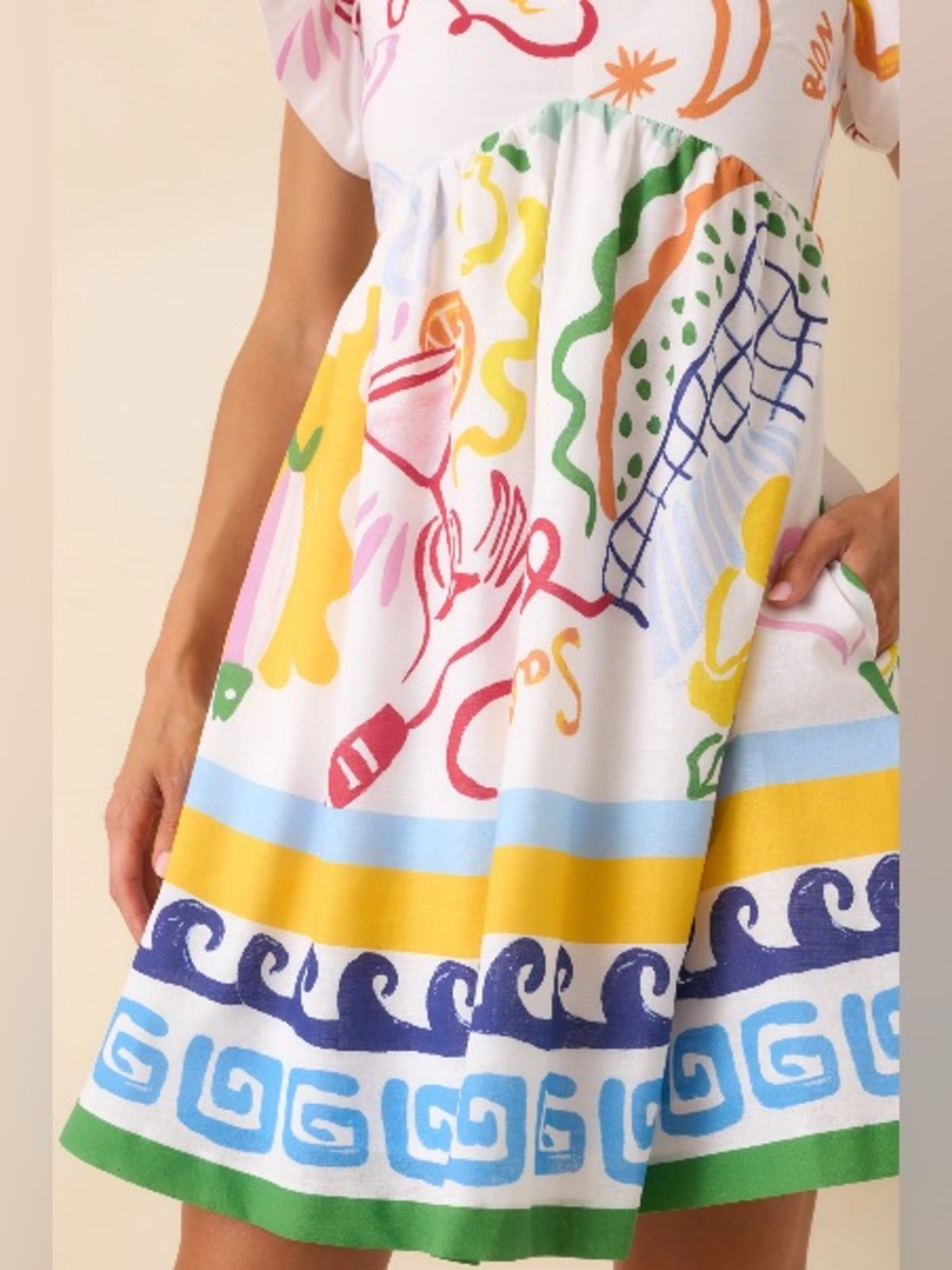NWT PROSPERINA ALAINA MULTI PRINT LINEN BLEND MINI DRESS SZ XS - Picture 5 of 7